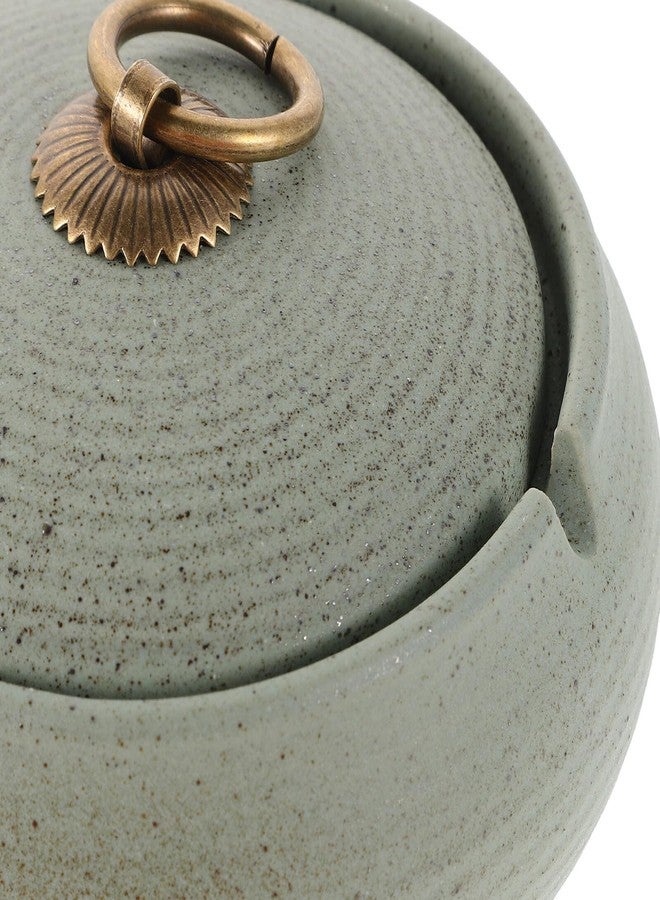 NIYANGLE Modern Ceramic Ashtray with Lid for Outdoor and Indoor Use Windproof Covered Ash Tray for Patio Living Study Easy to Clean and Home Decor in Light Green - Image 3